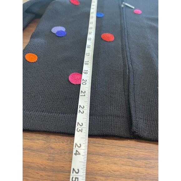 JSS Woman Knit Wear Blazer S Black/Embroidered colorful circles Wool blend USA - Picture 9 of 13